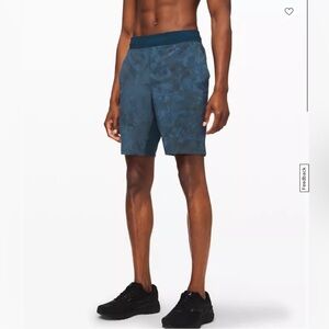 Men’s Lululemon T.H.E. Short Unlined 9" Blue Print Shorts Size Medium